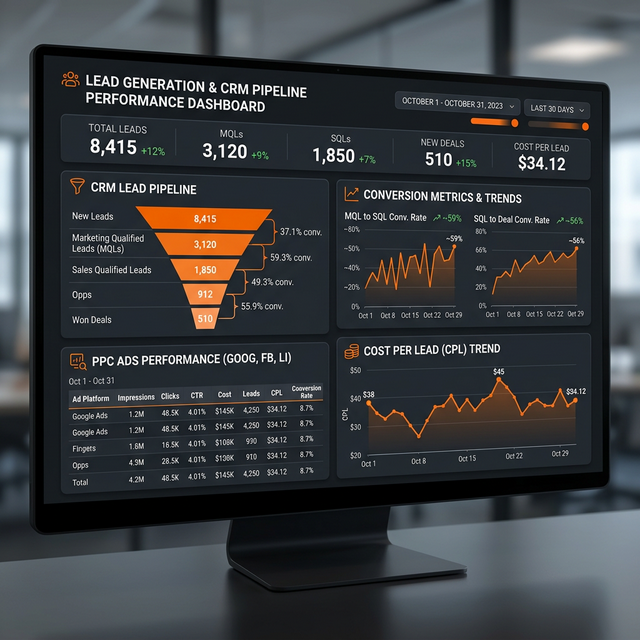 Lead generation PPC campaign performance dashboard